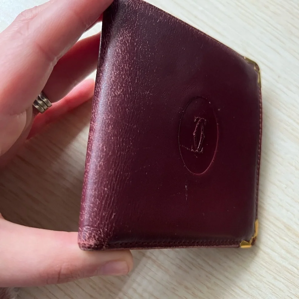 Cartier Mastline Bi-Fold Wallet Leather Bordeaux Wine Red